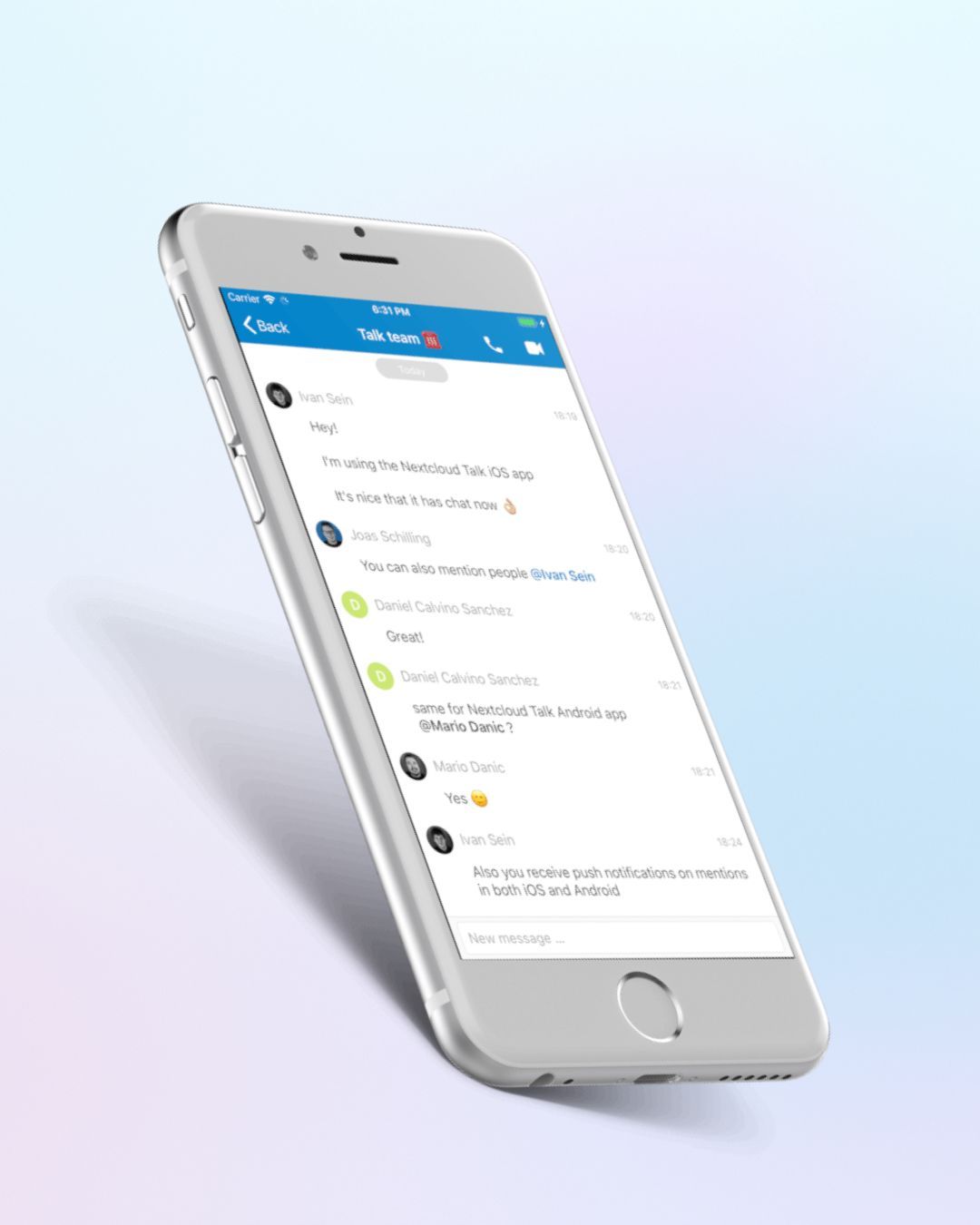 nextcloud_team_mobile Nextcloud Oberfläche fürs Handy
