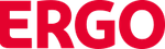 Logo von ERGO in roter, moderner Schrift auf transparentem Hintergrund.
