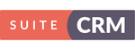 SuiteCRM Logo mit dem Schriftzug "SUITE CRM" auf einem zweifarbigen Hintergrund.
