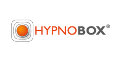 Logo von HYPNOBOX mit orangefarbenem Kreis und dem Schriftzug "HYPNOBOX".