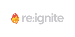 Logo von re-ignite mit einem Flammensymbol und dem Schriftzug "re-ignite".