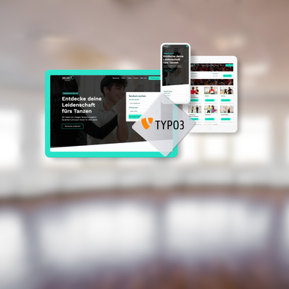 Darstellung einer responsiven Website für Vereine, erstellt mit TYPO3, angezeigt auf einem Tablet, Smartphone und Laptop.