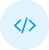 Modernes Icon, das Softwareentwicklung und technologische Innovation symbolisiert, mit minimalistischen Designelementen.